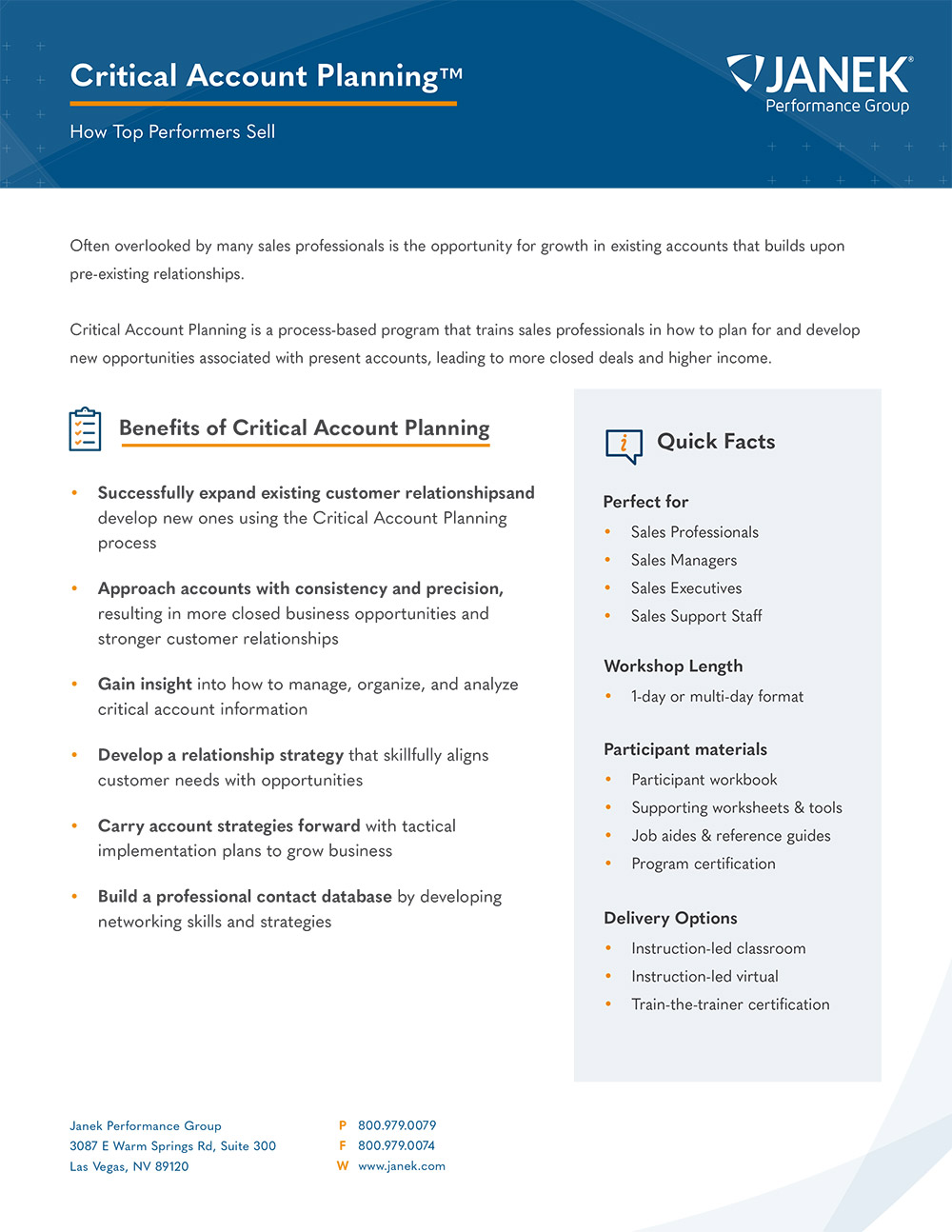 Download the Critical Account Planning Brochure