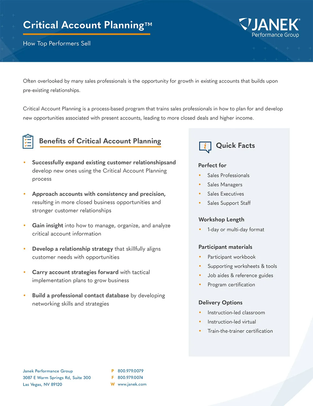 Download the Critical Account Planning Brochure