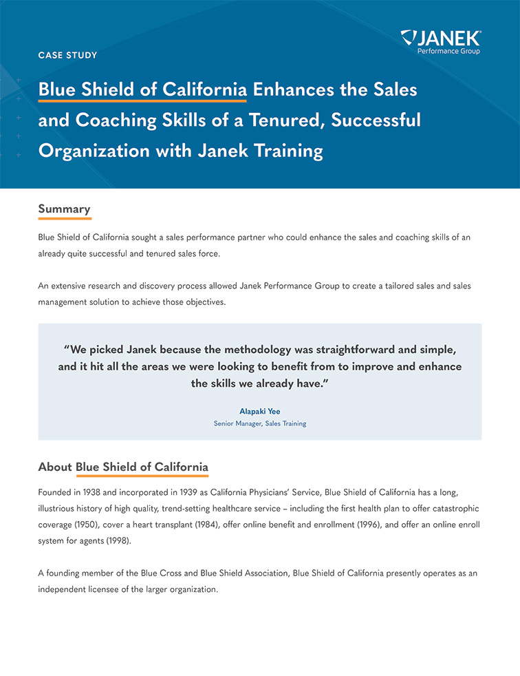 A Case Study on Janek's work with BlueShield of California