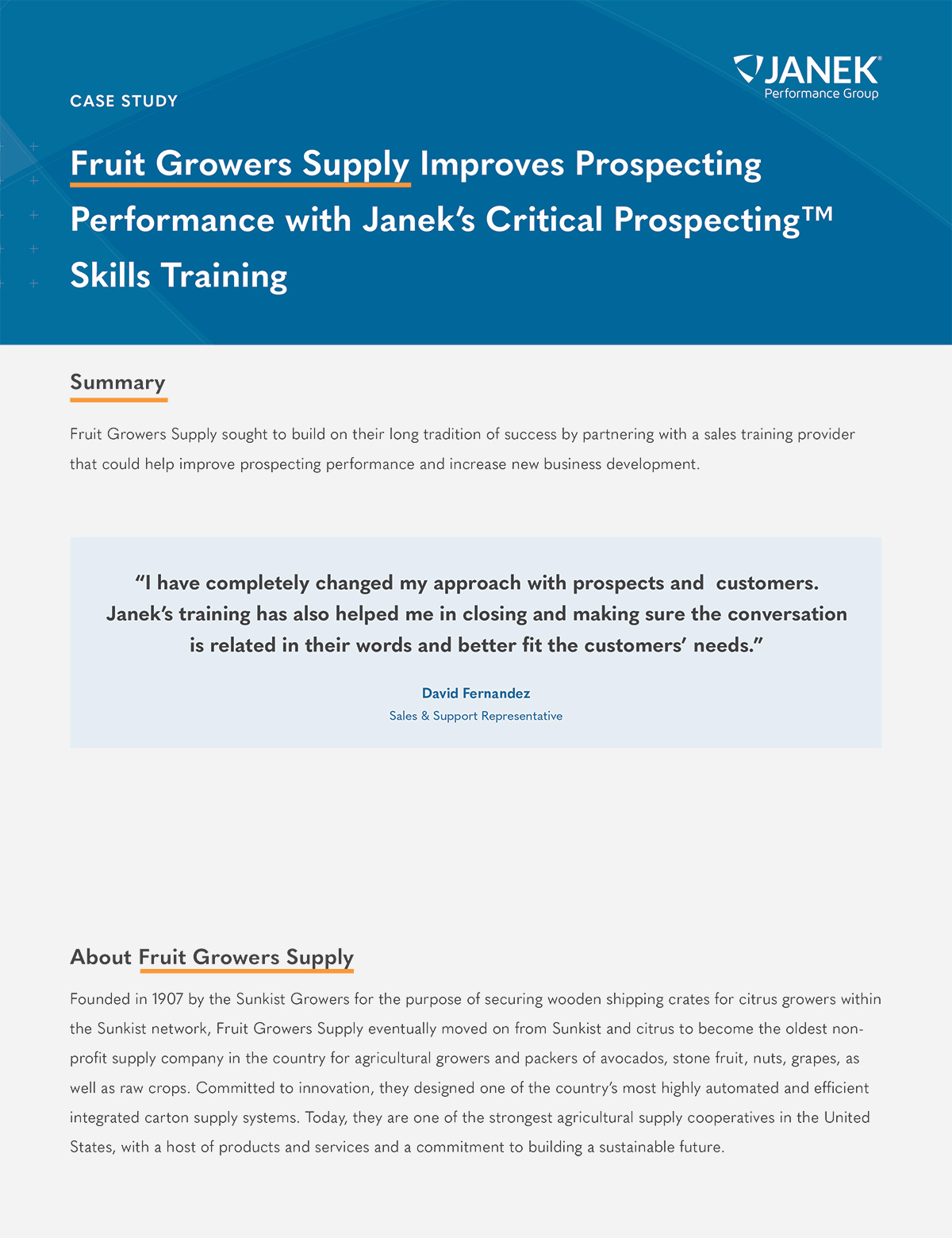 Fruit Growers Supply Case Study