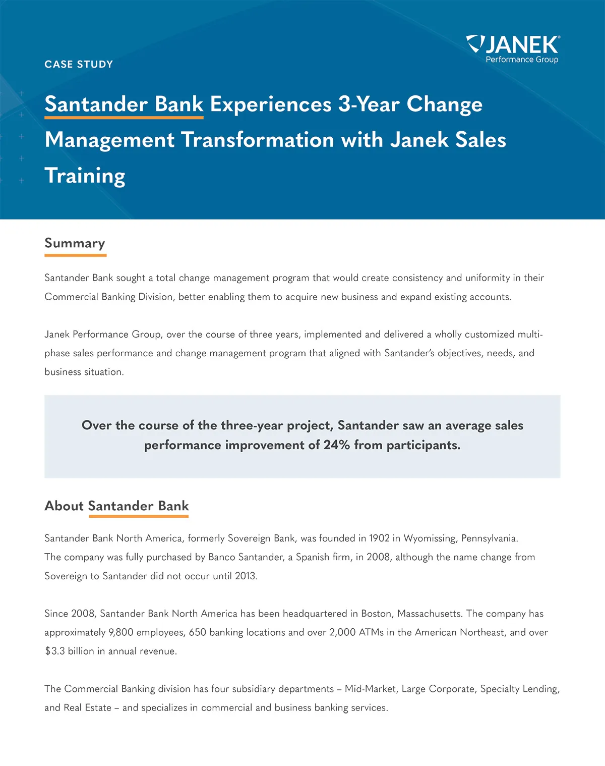 Santander Bank Case Study